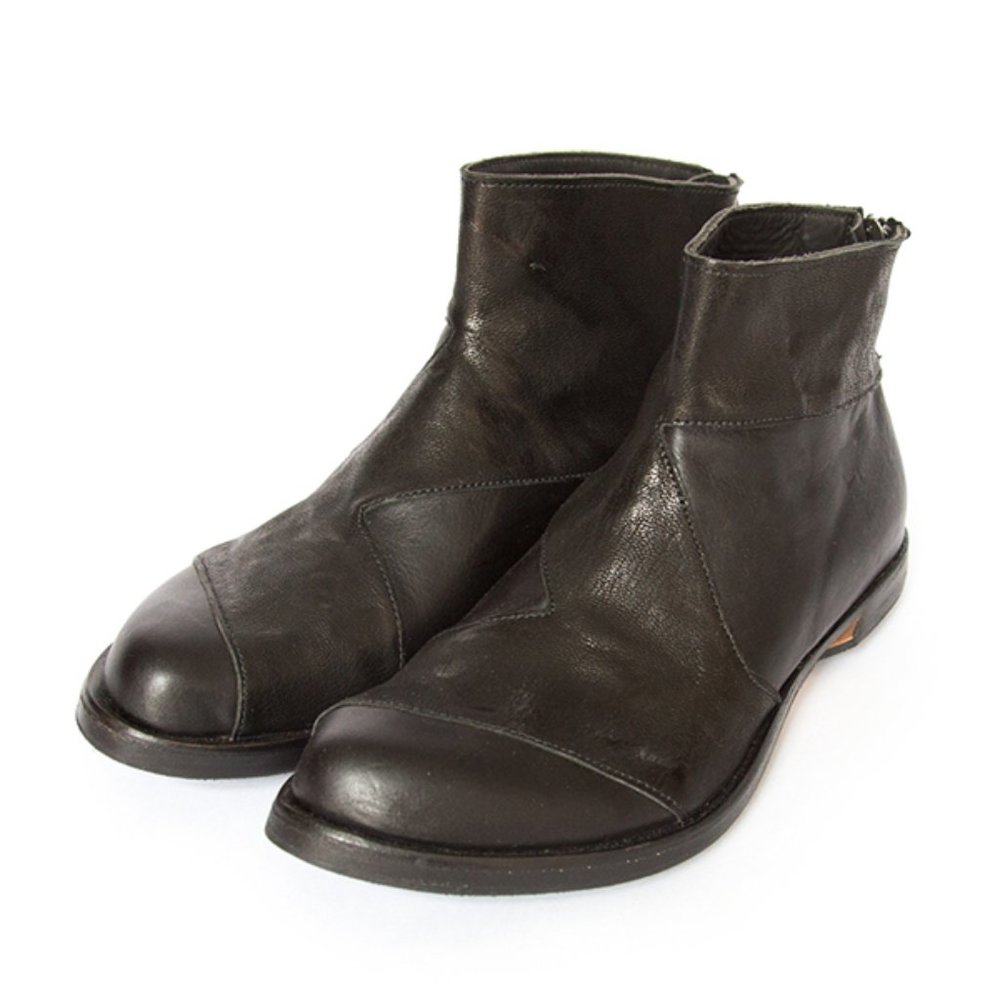 CYDWOQ Women's Handmade Component Black Leather Ankle Boot Size 40.5